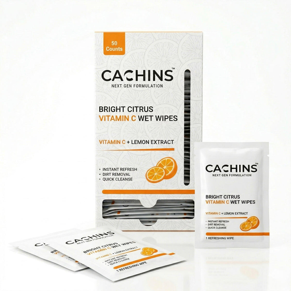 Bright Citrus Vitamin C Wet Wipes – Pack of 50