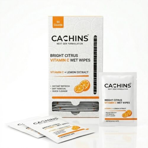 Bright Citrus Vitamin C Wet Wipes | Enriched with Lemon & Aloe Vera | Deep Cleansing, Hydrating & Refreshing Face Wipes | Paraben-Free | Skin Brightening Wet Wipes – 50 Wipes