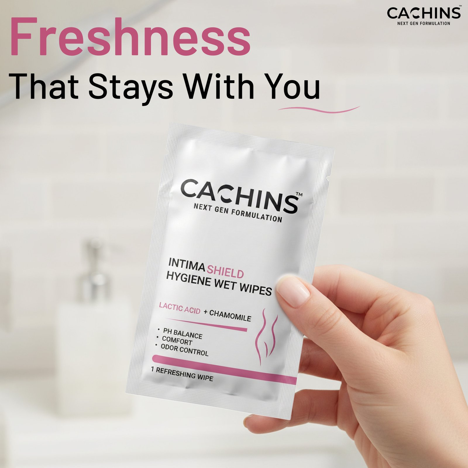 Intima Shield Hygiene Wet Wipes | Lactic Acid, Aloe Vera & Chamomile Extract | pH-Balanced Intimate Care | Freshening, Gentle & Daily Hygiene Wipes for Women – 50 Wipes - Image 4