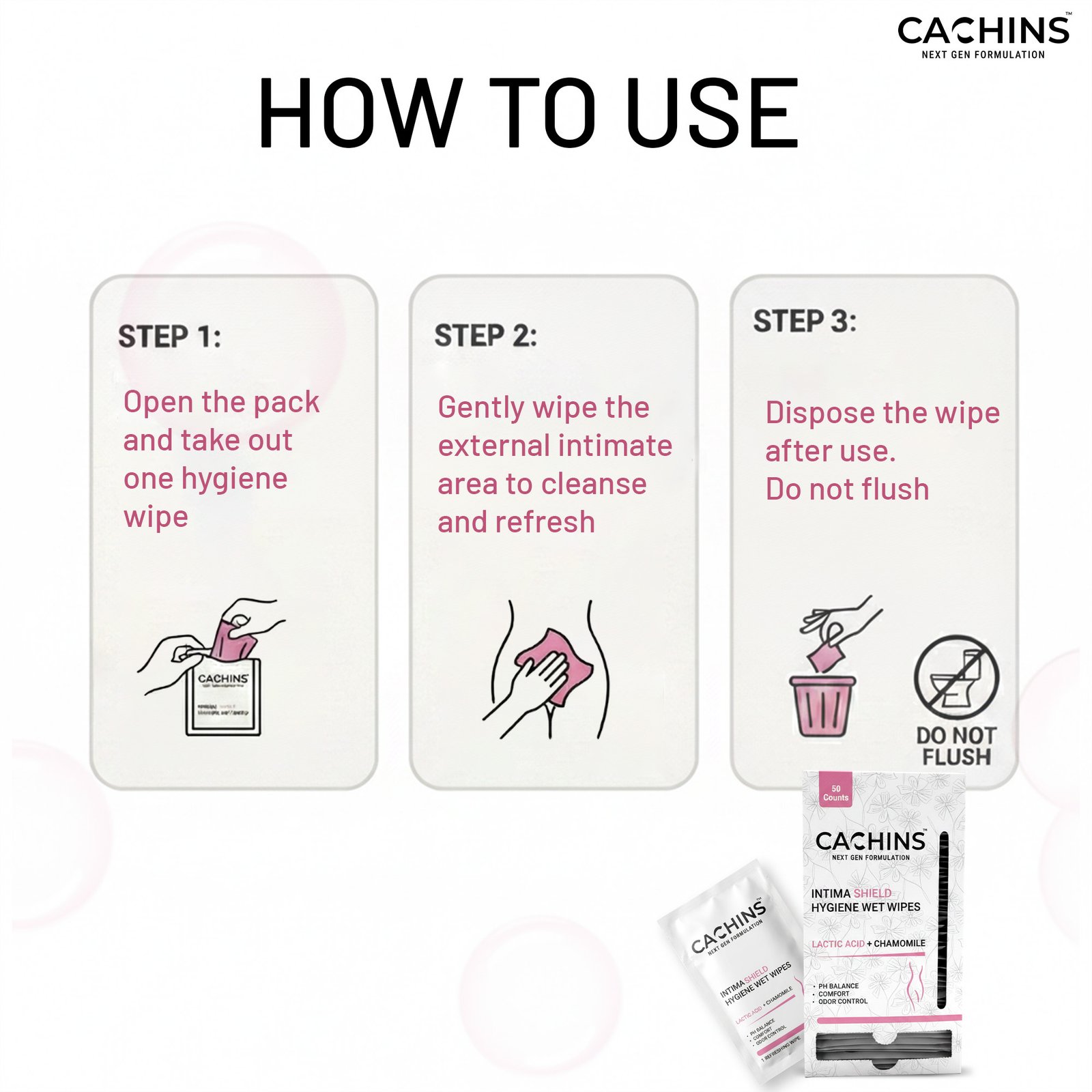 Intima Shield Hygiene Wet Wipes | Lactic Acid, Aloe Vera & Chamomile Extract | pH-Balanced Intimate Care | Freshening, Gentle & Daily Hygiene Wipes for Women – 50 Wipes - Image 7