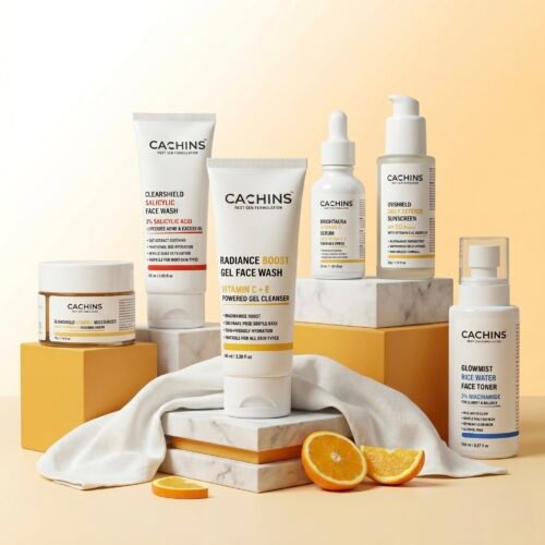 CACHINS 6-Step Complete Skincare Combo Kit | Face Wash, Toner, Serum, Moisturizer & Sunscreen SPF 50 | Daily Glow Routine