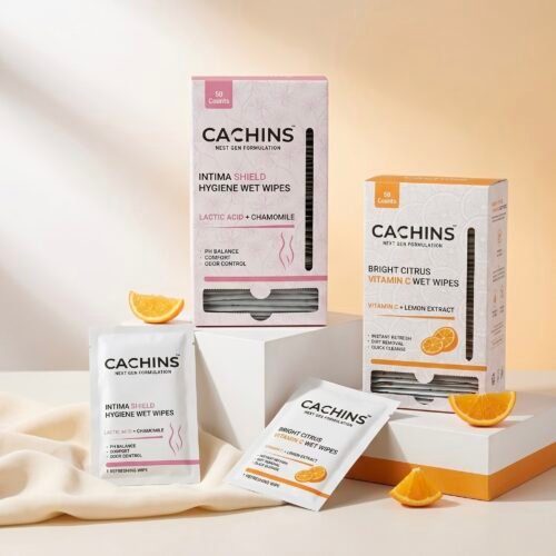 CACHINS Hygiene Wet Wipes Combo | Vitamin C Wet Wipes + Intima Shield Hygiene Wipes | Refresh & Protect